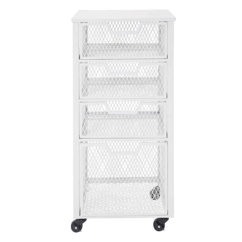 4 Drawer Clinton Metal Rolling Cart White - OSP Home Furnishings