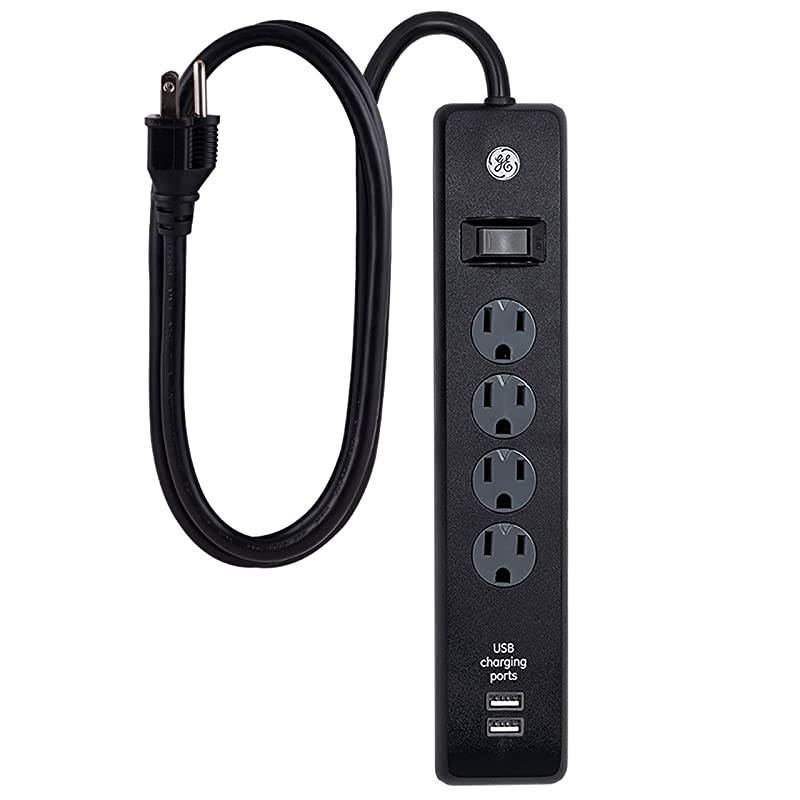 4 Outlet 2 USB Port Power Strip Sur Protector 3ft Power Cord Black 36189P1