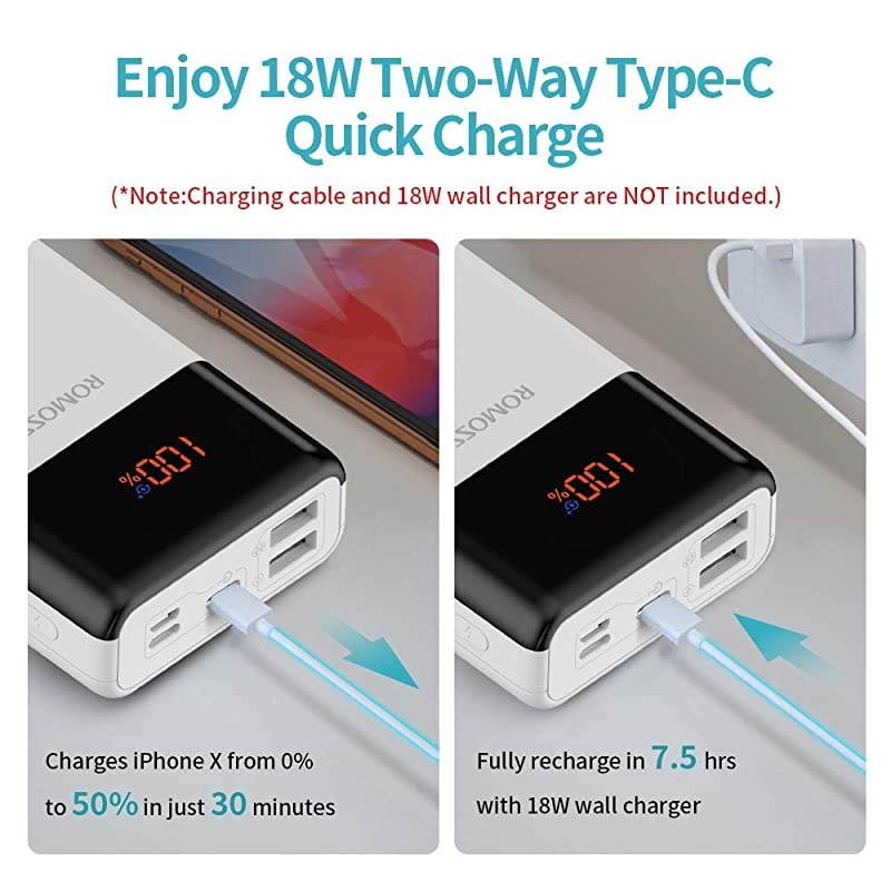 20000mAh Power Bank LT20PS+ 18W PD USB C Portable Charger with 3 Outputs 3 Inputs External Battery Pack Cell Phone Charger Battery Compatible with iPhone 11 Xs Max iPad Pro Samsung S20