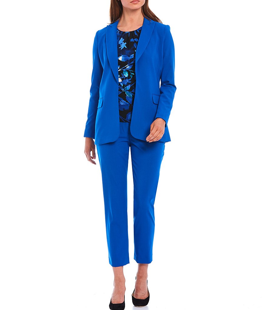 Calvin Klein Petite Size Lux Stretch Suiting Peak Lapel Open-Front Jacket