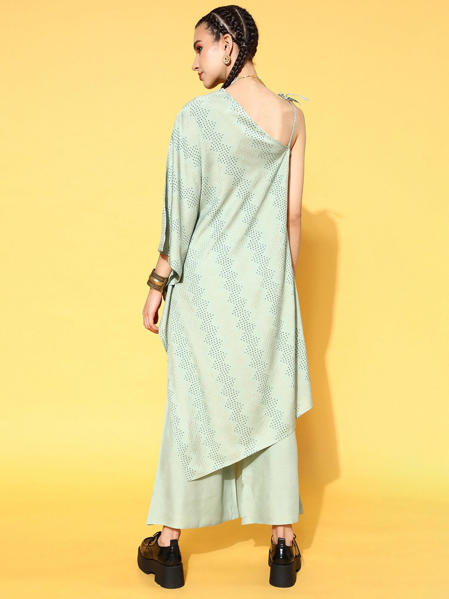 Stylum Green Bandhani Print Kurta Palazzo Set
