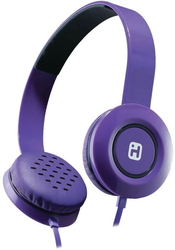 iHome Wired Stylish Comfortable Stereo Headphones with Flat Cable Purple IB35UBC