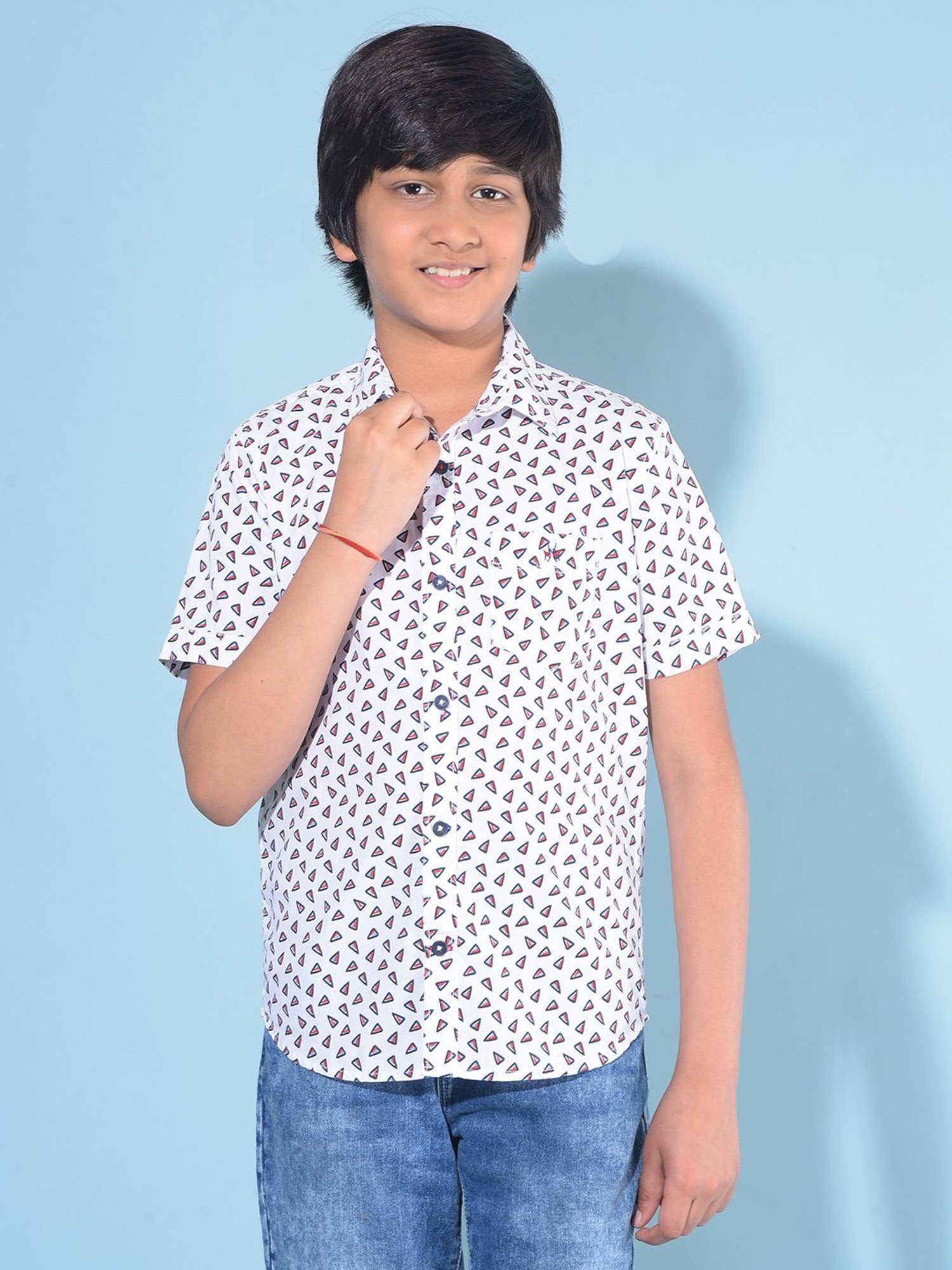 Crimsoune Club Kids White Printed Shirt