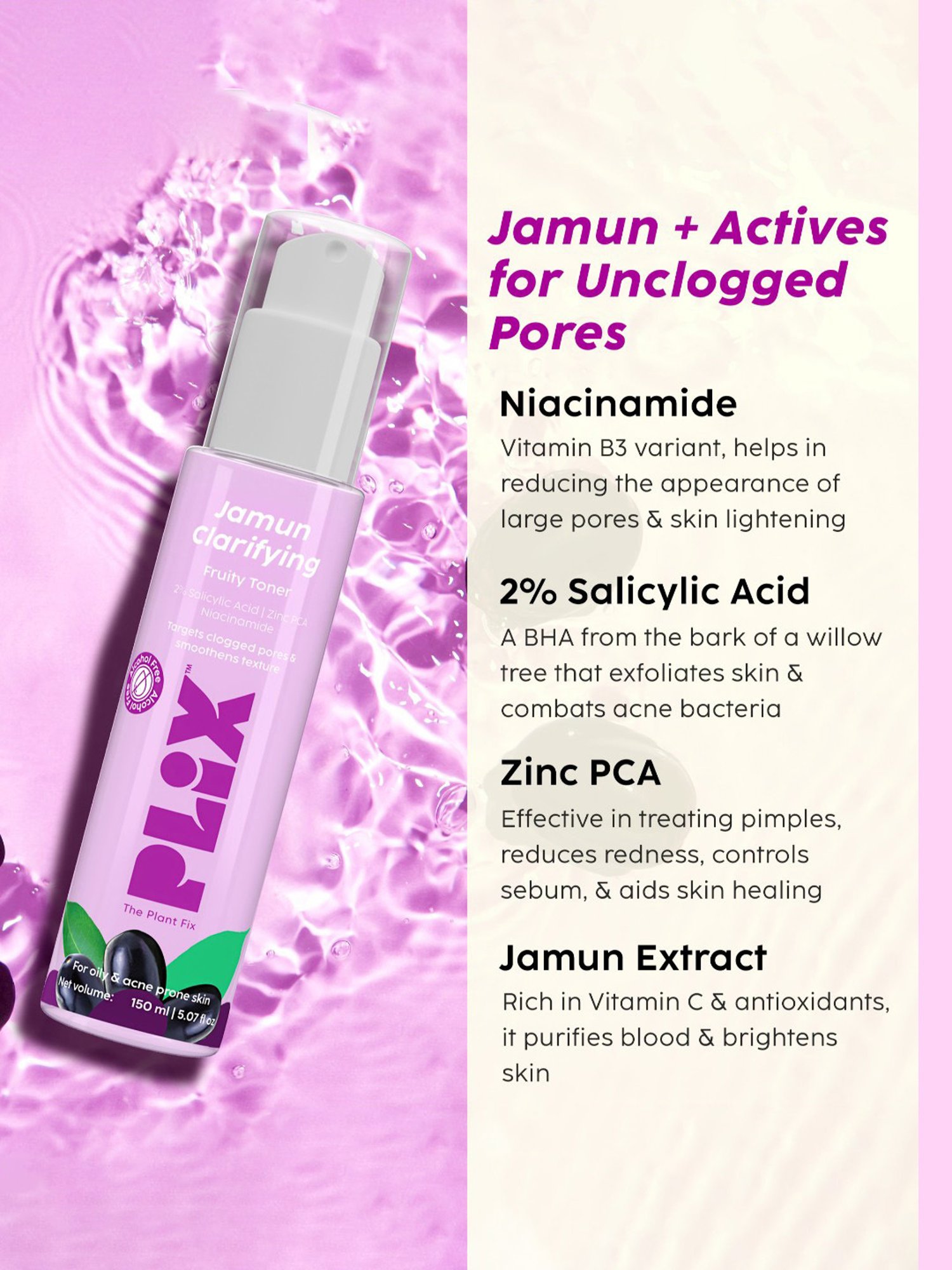 PLIX THE PLANT FIX Jamun Clarifying Fruity Toner - 150 ml