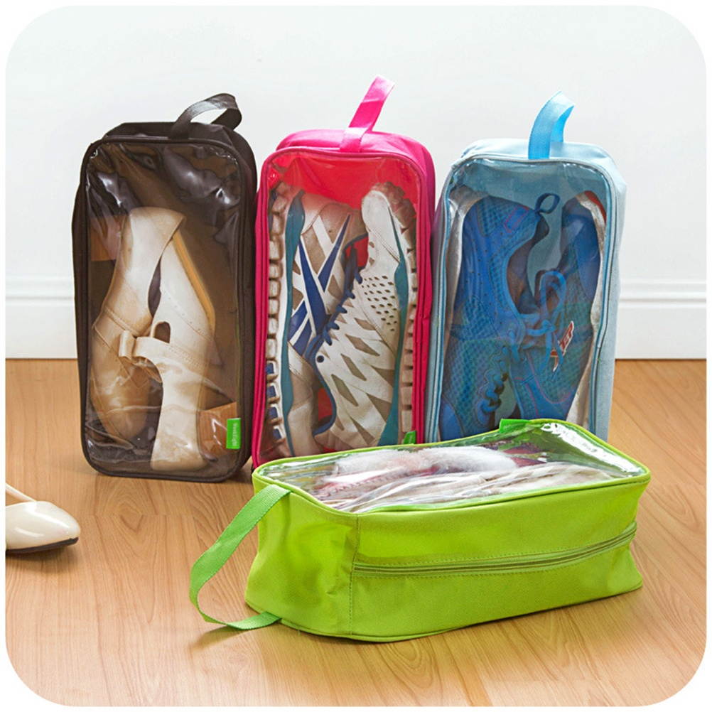 Travel Shoes Storage Bag Large Capacity Portable Waterproof Breathable Shoes Organizer Tote Pouch with Zipper for Travel Camping (Green)