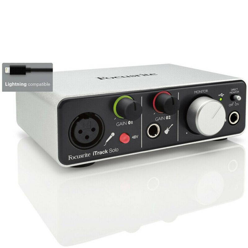 Focusrite iTrack Solo Lightning and USB Compatible Audio Interface, New!