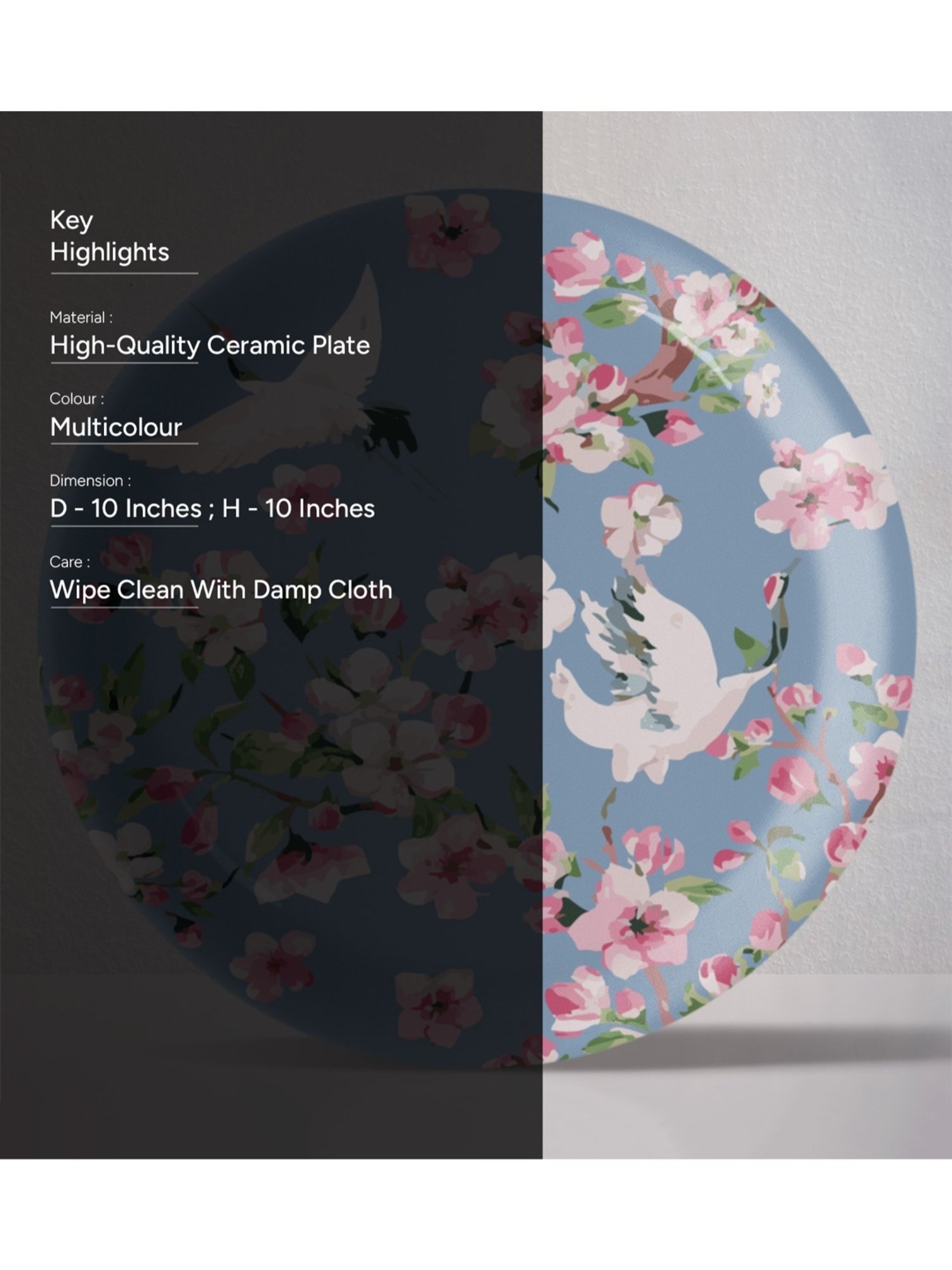 Nestroots Victorian Flora Printed Multicolor Porcelain Wall Plate