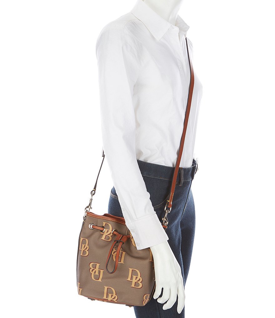 Dooney & Bourke Signature Monogrammed Collection Small Drawstring Bucket Bag