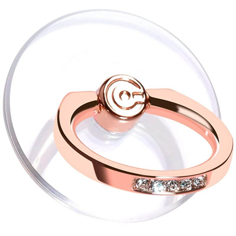 Transparent Phone Ring Stand Holder  Cell Phone Ring Holder Finger Grip 360 Degree Rotation 2 Rose Gold Diamond