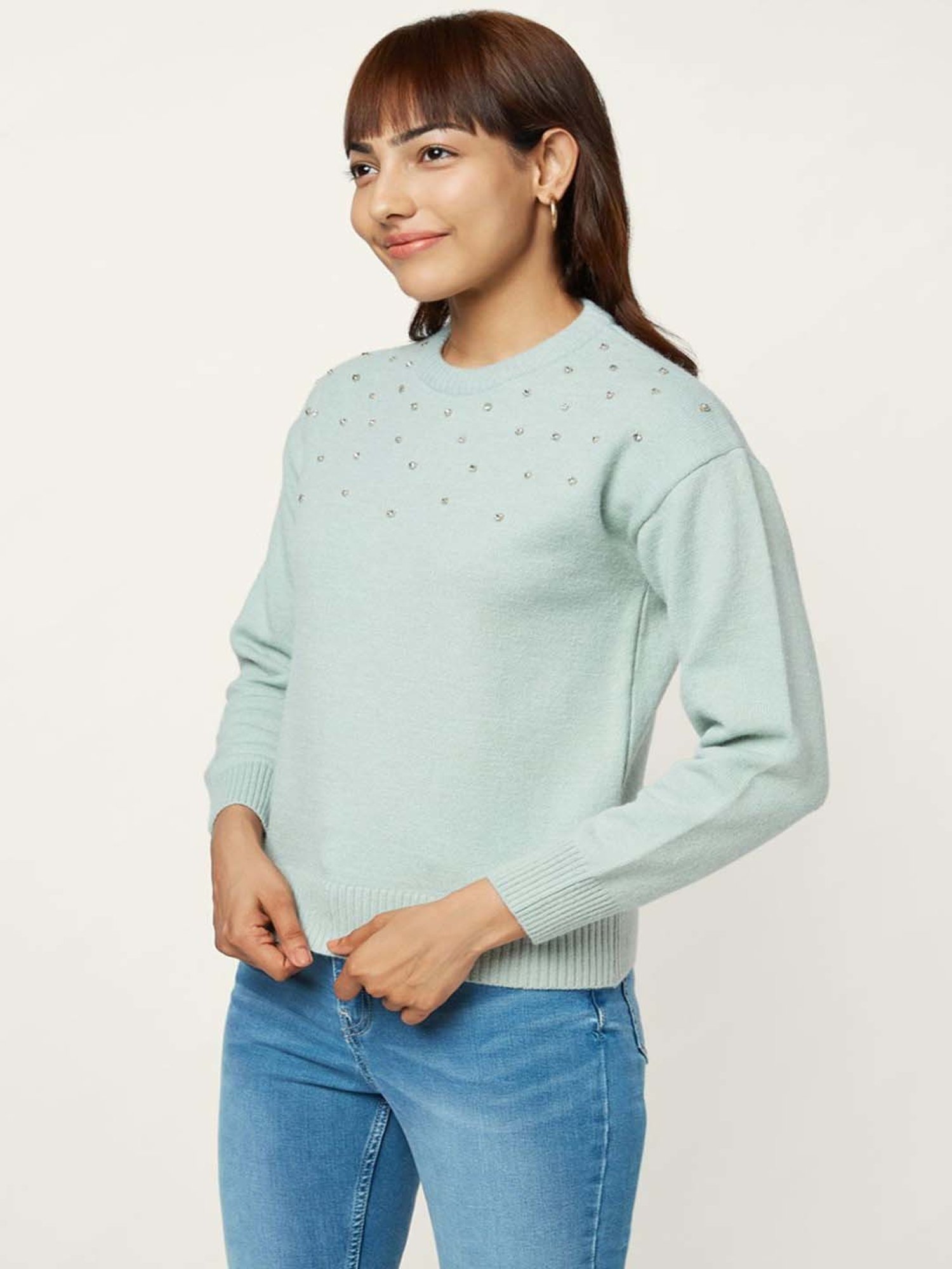 Honey by Pantaloons Green Embellished Sweater