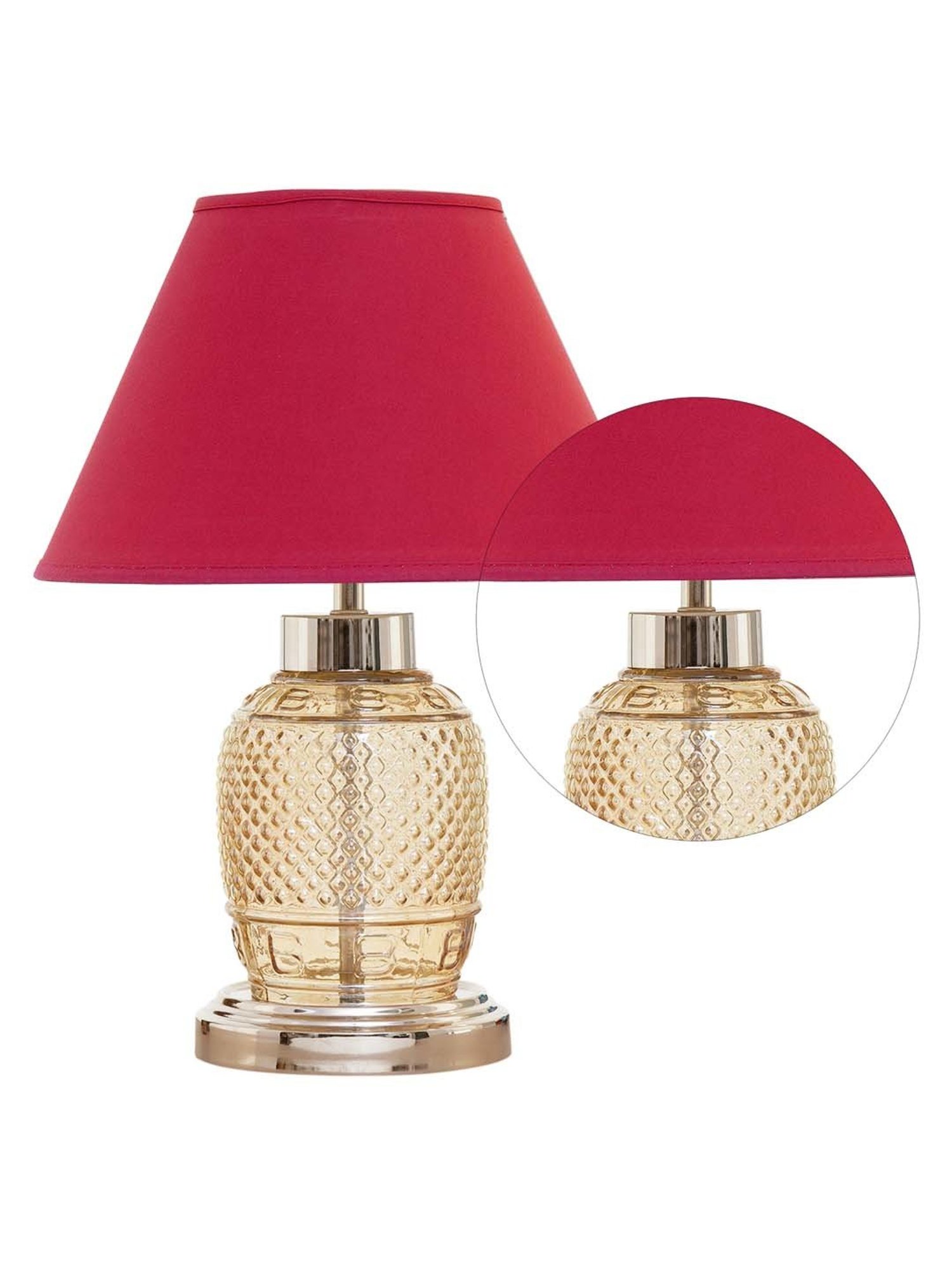 Kapoor E Illuminations 'Sanna' Maroon & Antique Gold Glass Table Lamp - Set of 1