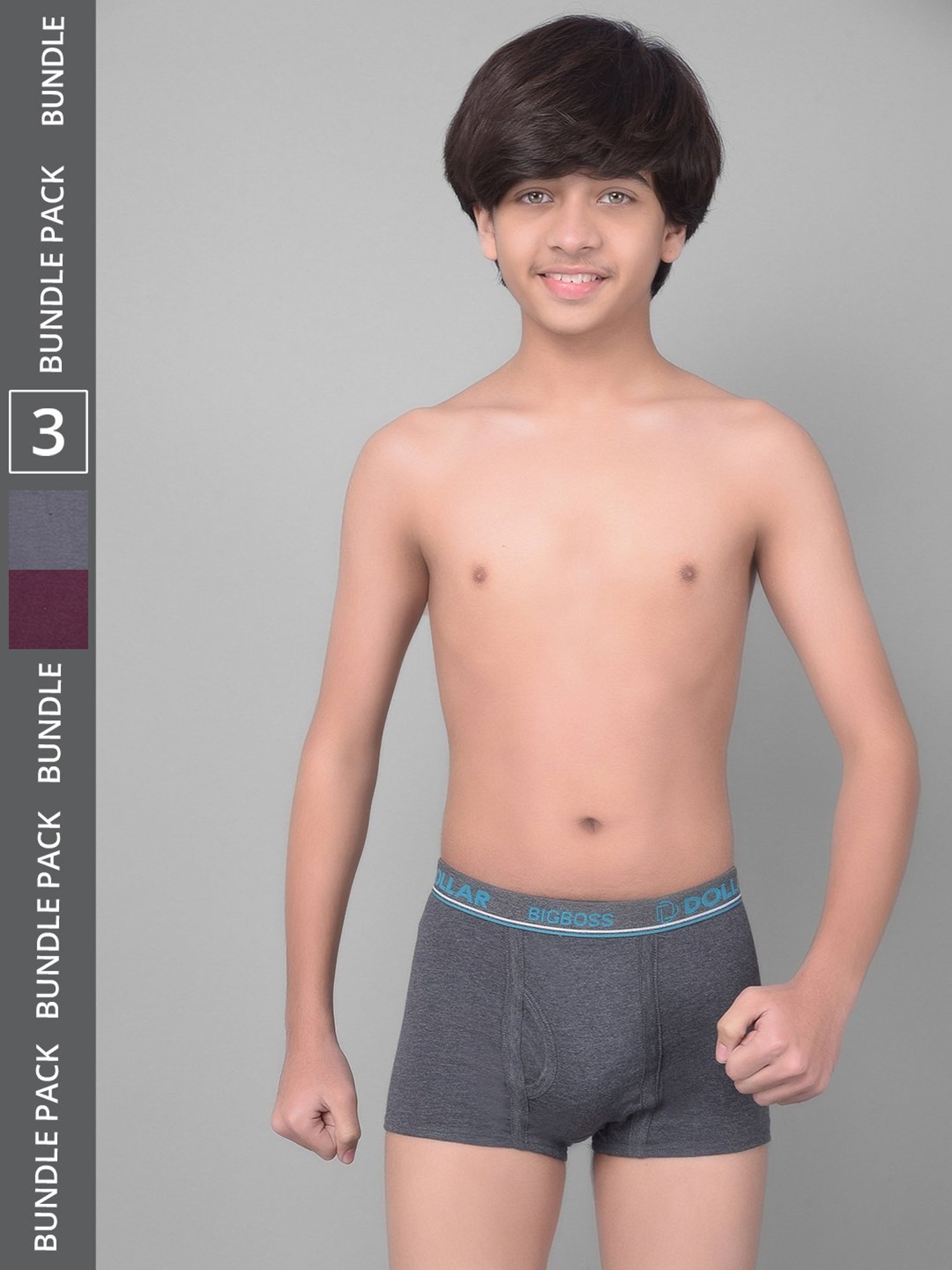 Dollar Bigboss Boys Multicolor Textured Trunks (Pack Of 3)