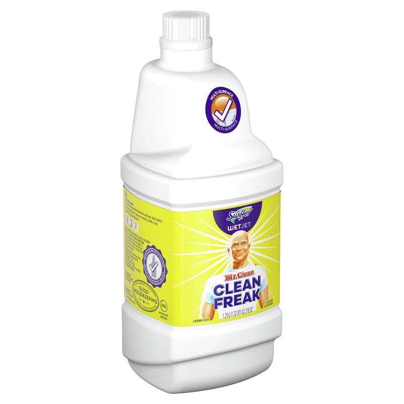 Swiffer WetJet Multi-Purpose and Hardwood Liquid Floor Cleaner Solution Refill with The Power of Mr. Clean - Lemon - 42.2 fl oz