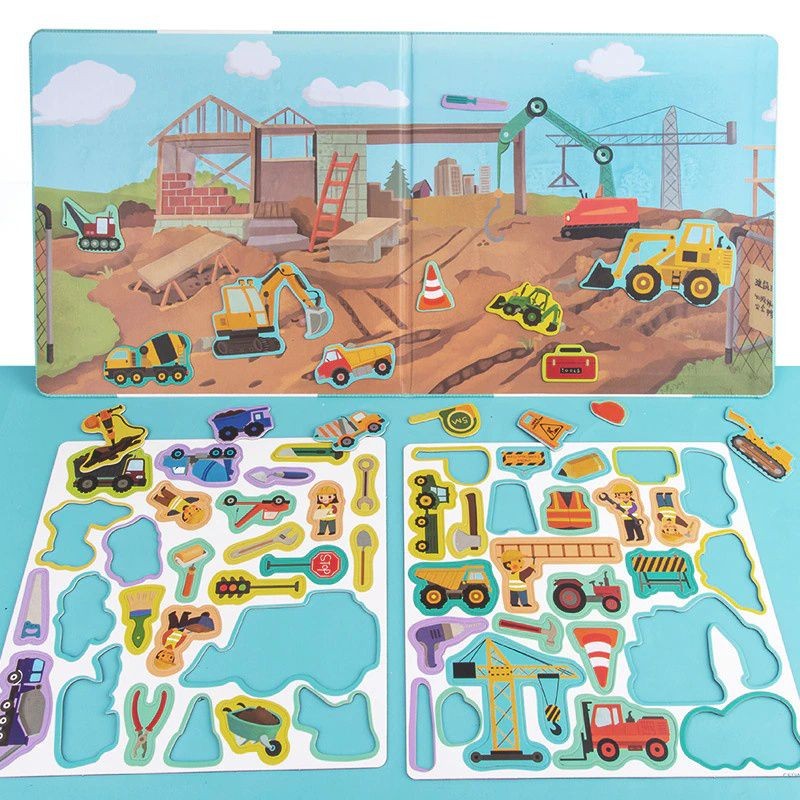 3D Montessori Scene Puzzle Children's Educational Toys Animal Traffic Dinosaur Magnetic Puzzle For Kids Boys Girl Gift 2-5 years