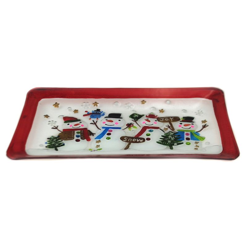 Tabletop 8.5" Snowmen Family Platter Christmas Gold Crest Distributing  -  Serving Platters