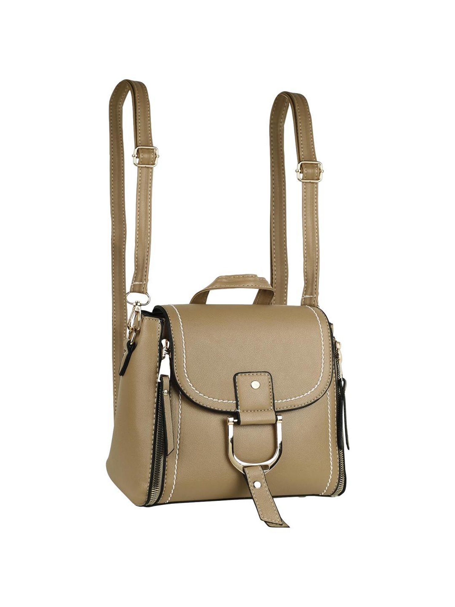 Angeline Beige PU Medium Backpack