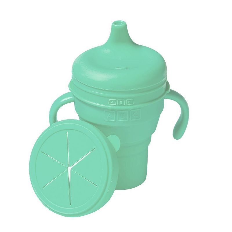 Austin Baby Collection Silicone Collapsible Cup Sippy & Snackie Lid Set - Mint