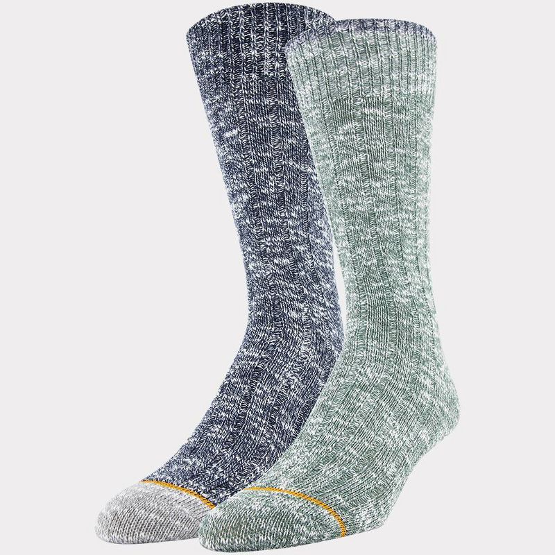Signature Gold by GOLDTOE Men's Native Nomad Crew Slub Socks 2pk - Marbled Navy 6-12.5