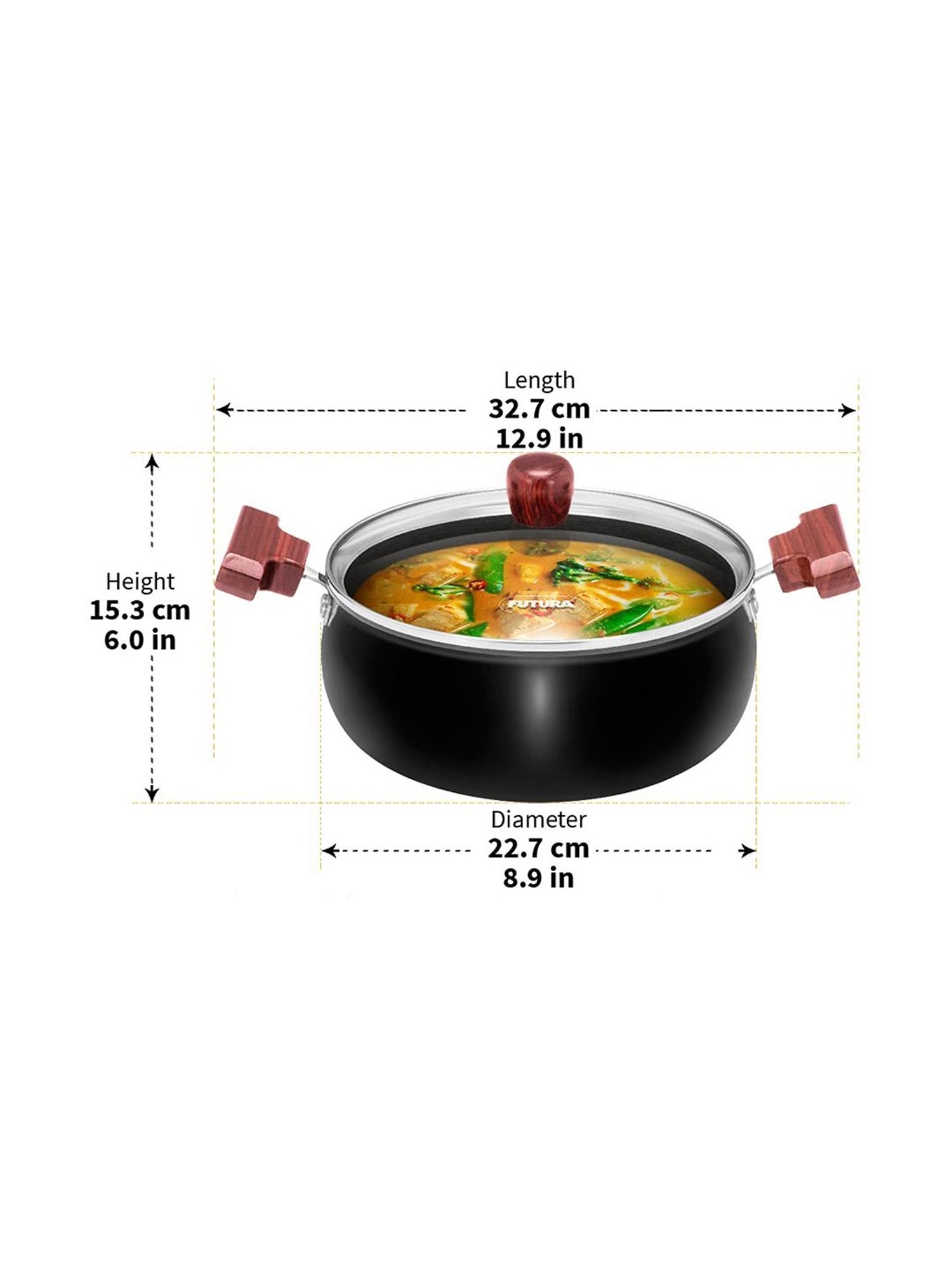Wonderchef Ebony Hard Anodized Non-stick Biryani Handi with Lid