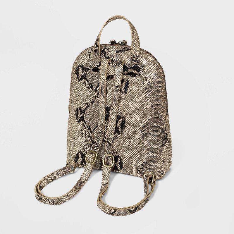 Bolo Snake Print Zip Closure Backpack - Brown