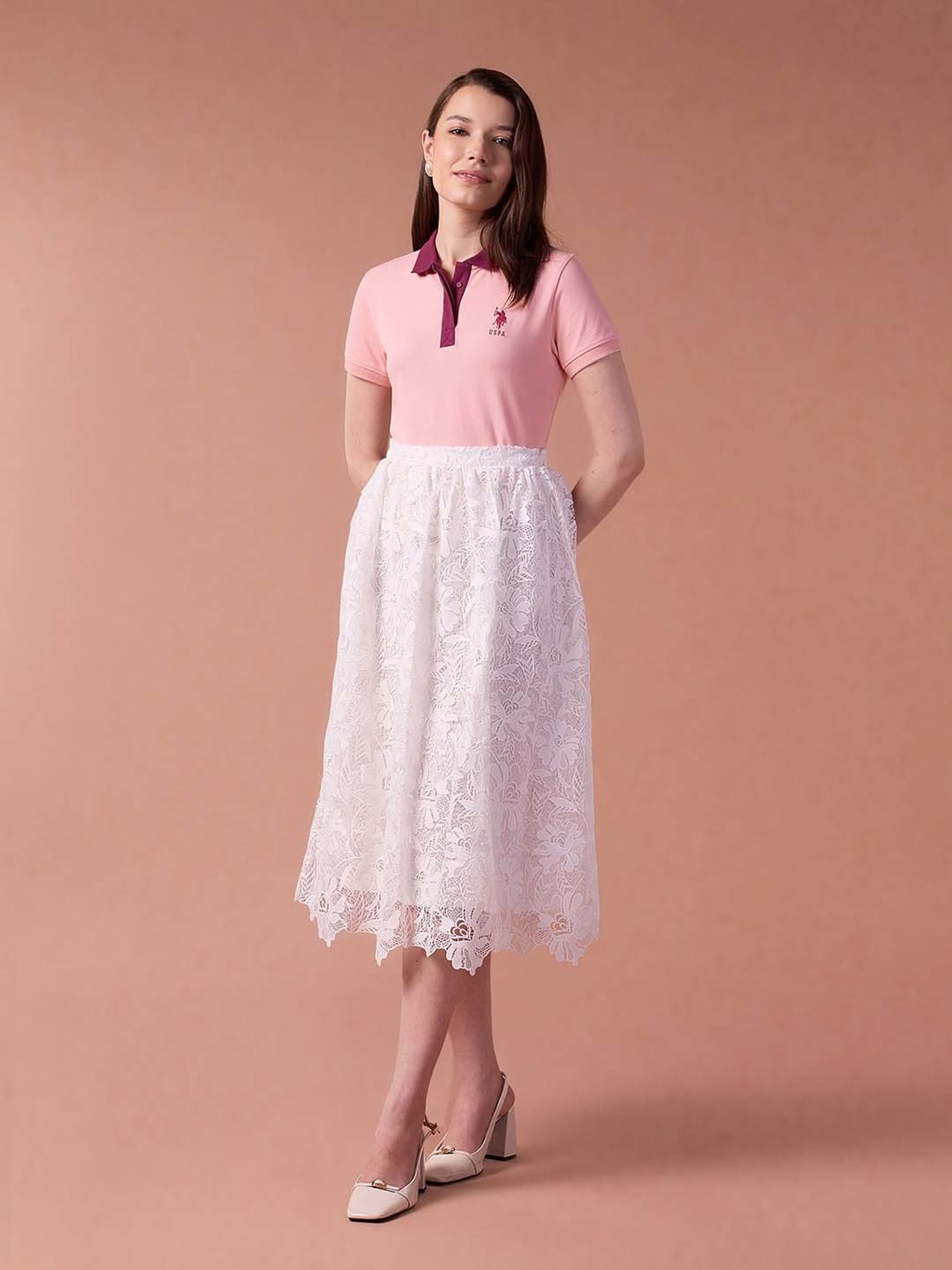 U.S. Polo Assn. Pink Logo Print Polo T-Shirt