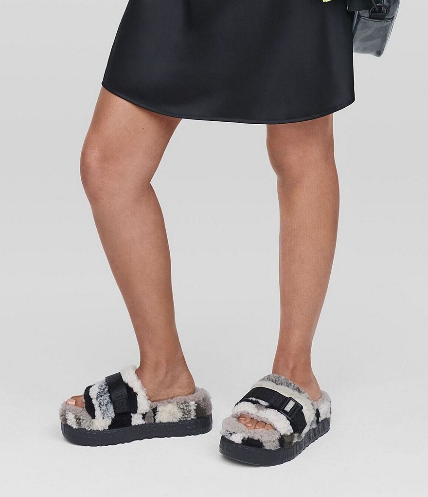 UGG&reg; Fluffita Cali Collage Buckle Faux Shearling Slides