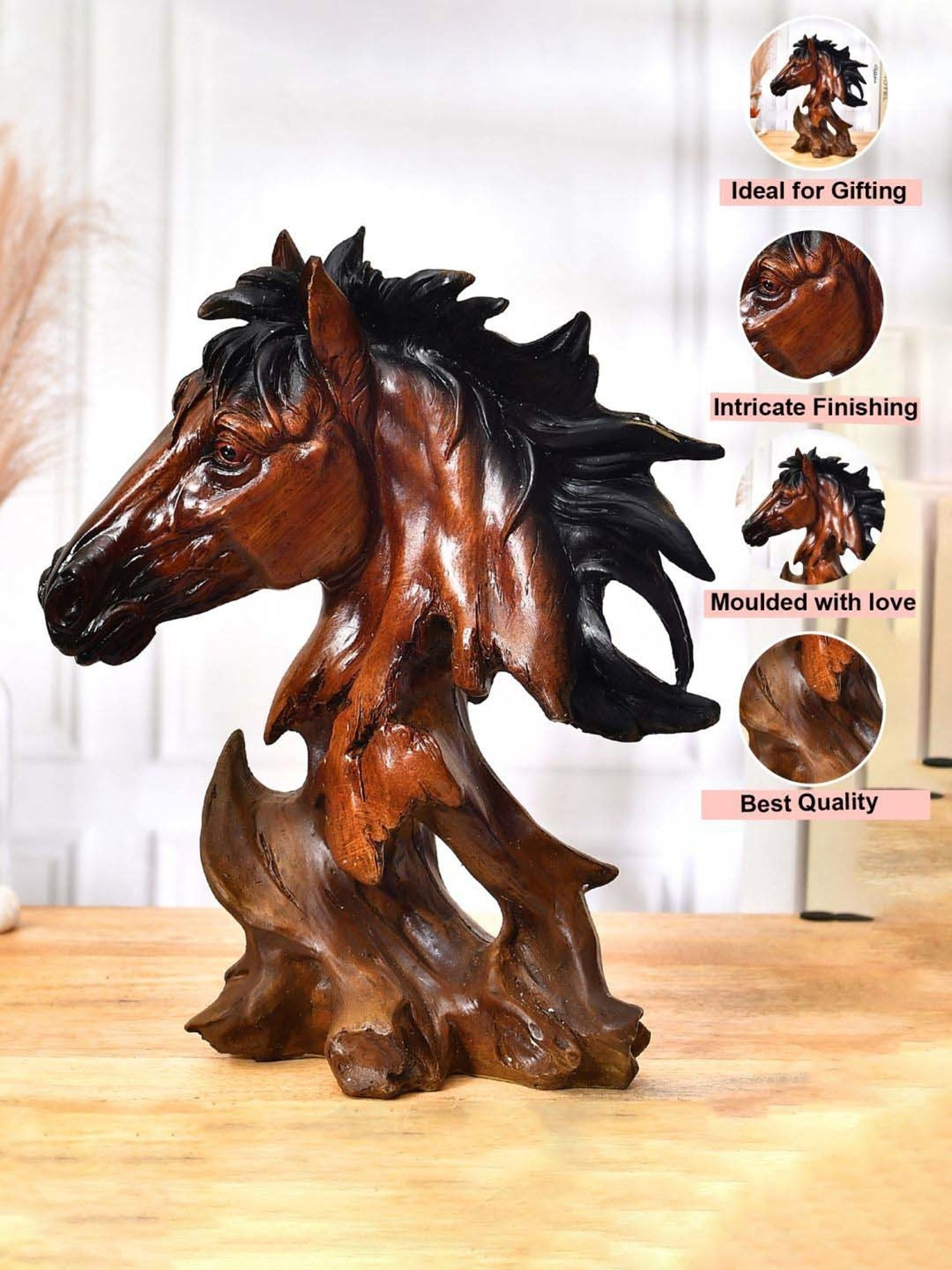 Tayhaa Brown Resin Horse Melody Showpiece