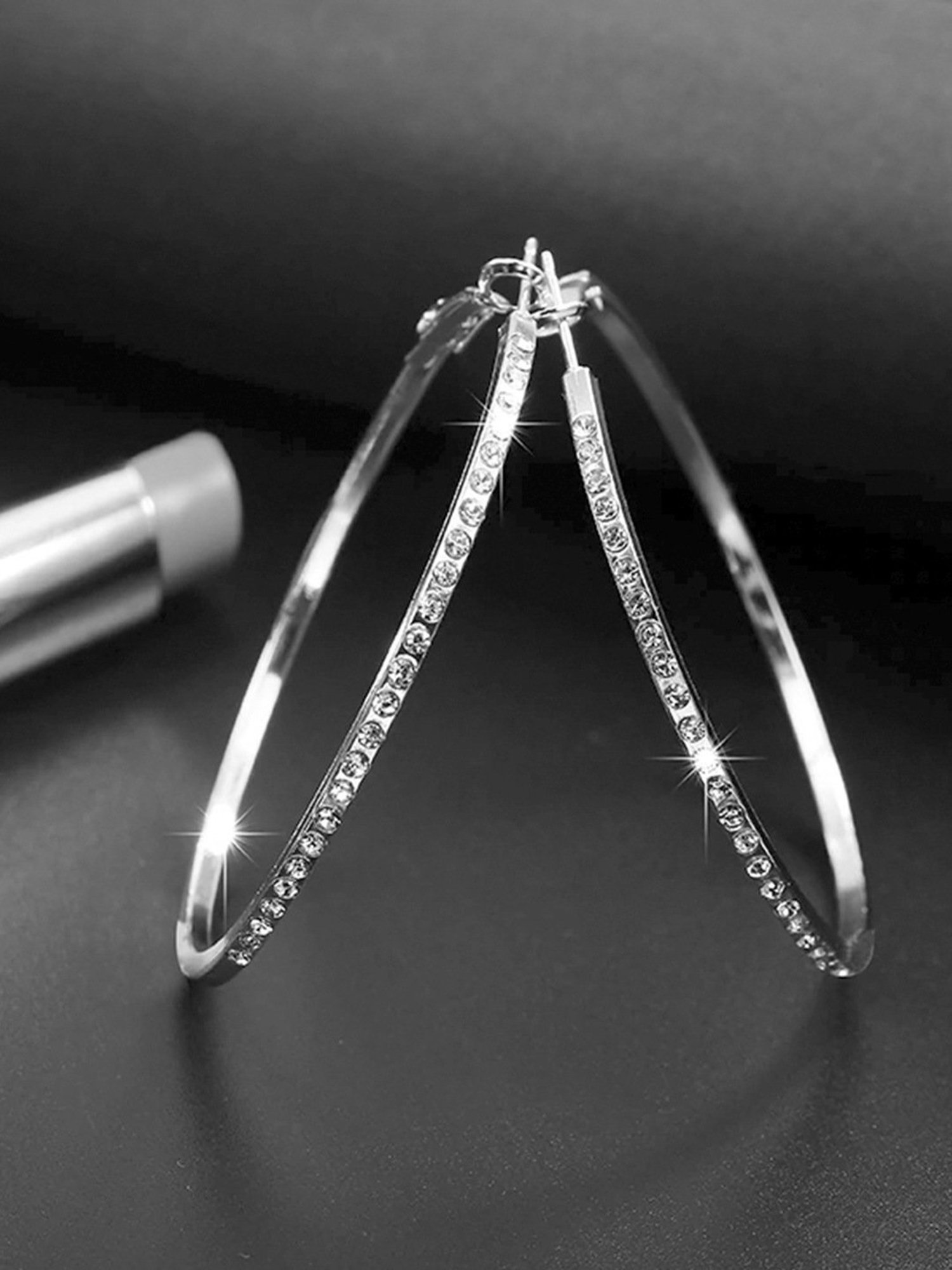 YouBella Silver White Hoop Earrings for Women