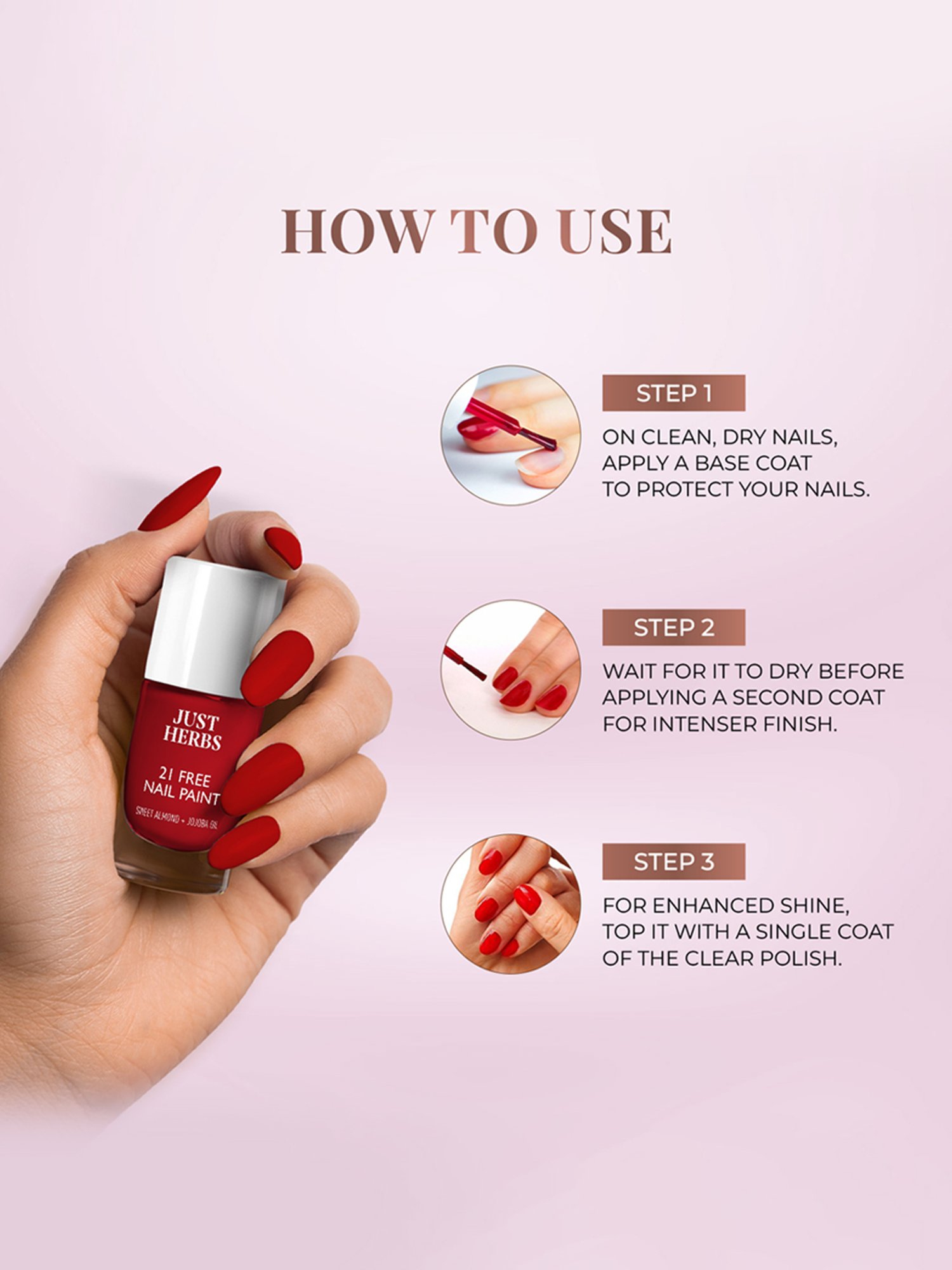 JUST HERBS 21 Free Nail Paint Blackcurrent Bliss - 6 ml