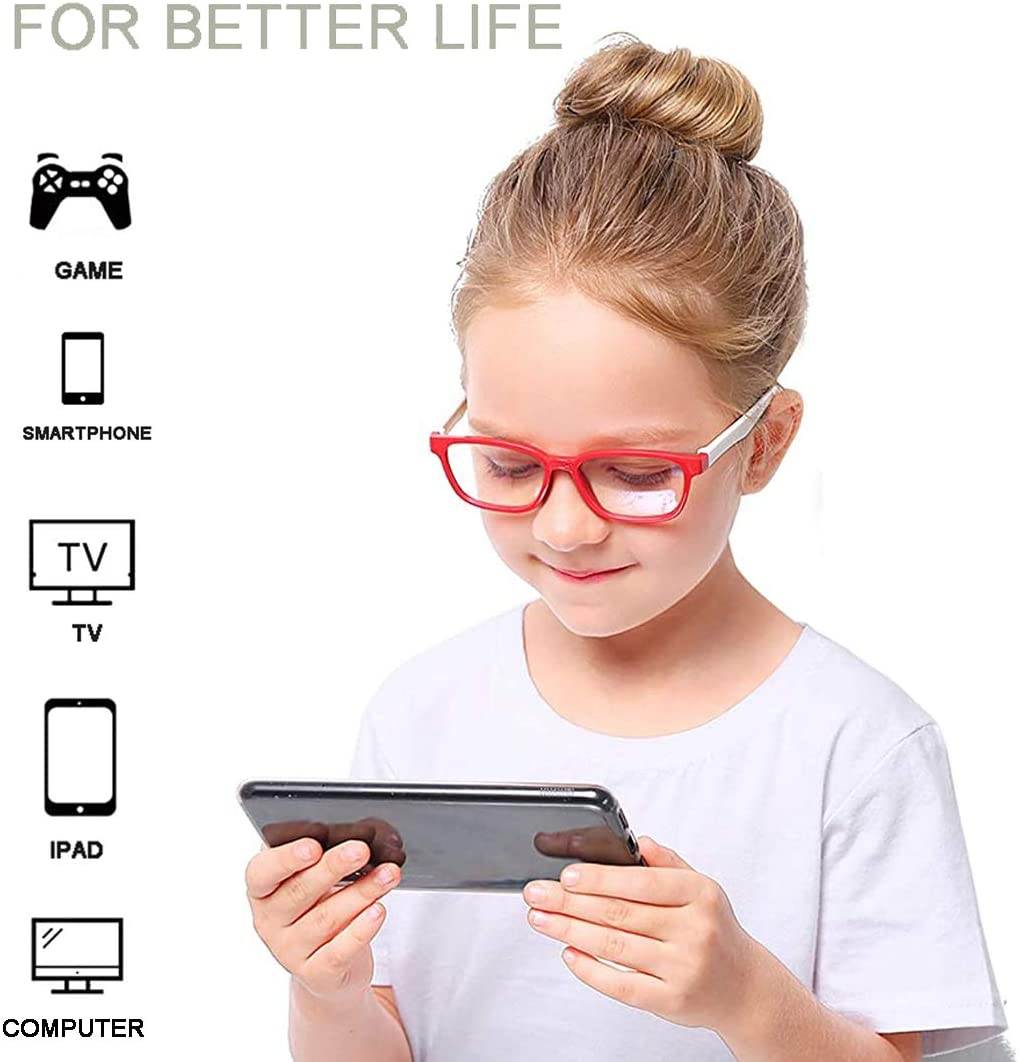 Anti Blue Light Glasses for Kids Computer Glasses,UV Protection Anti Glare Eyeglasses Computer Glasses Video Gaming Glasses for Children(Black-Red)