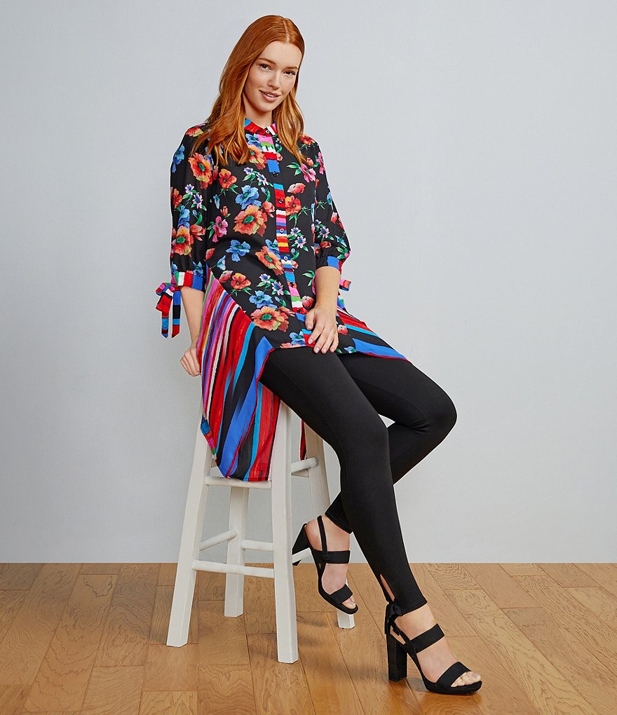 Slim Factor by Investments Solid Ponte Classic Waist Ankle with Tie Knot Hem Leggings