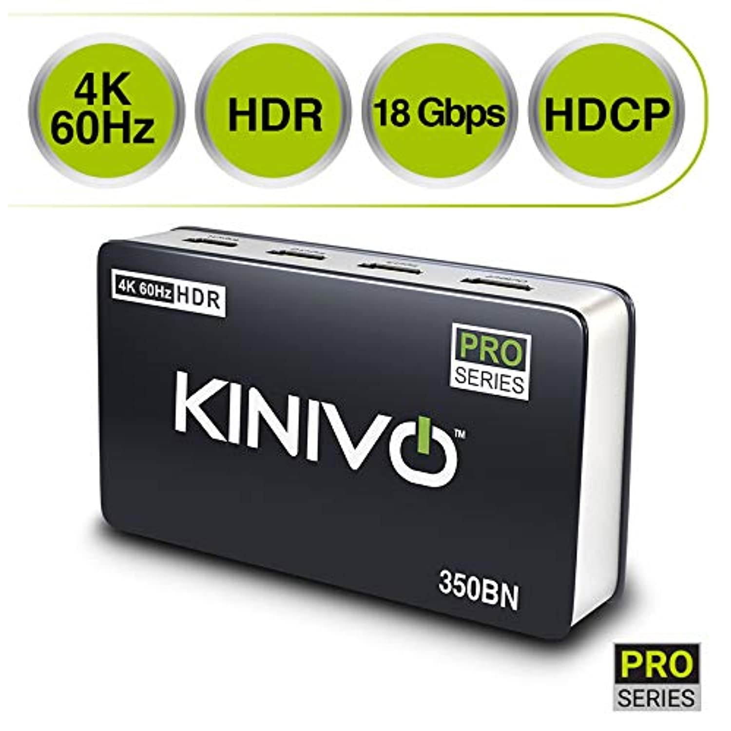 Kinivo 350BN 4K HDMI Switch with IR Wireless Remote (3 Port, 4K 60Hz HDR, High Speed-18Gbps, Auto-Switching)