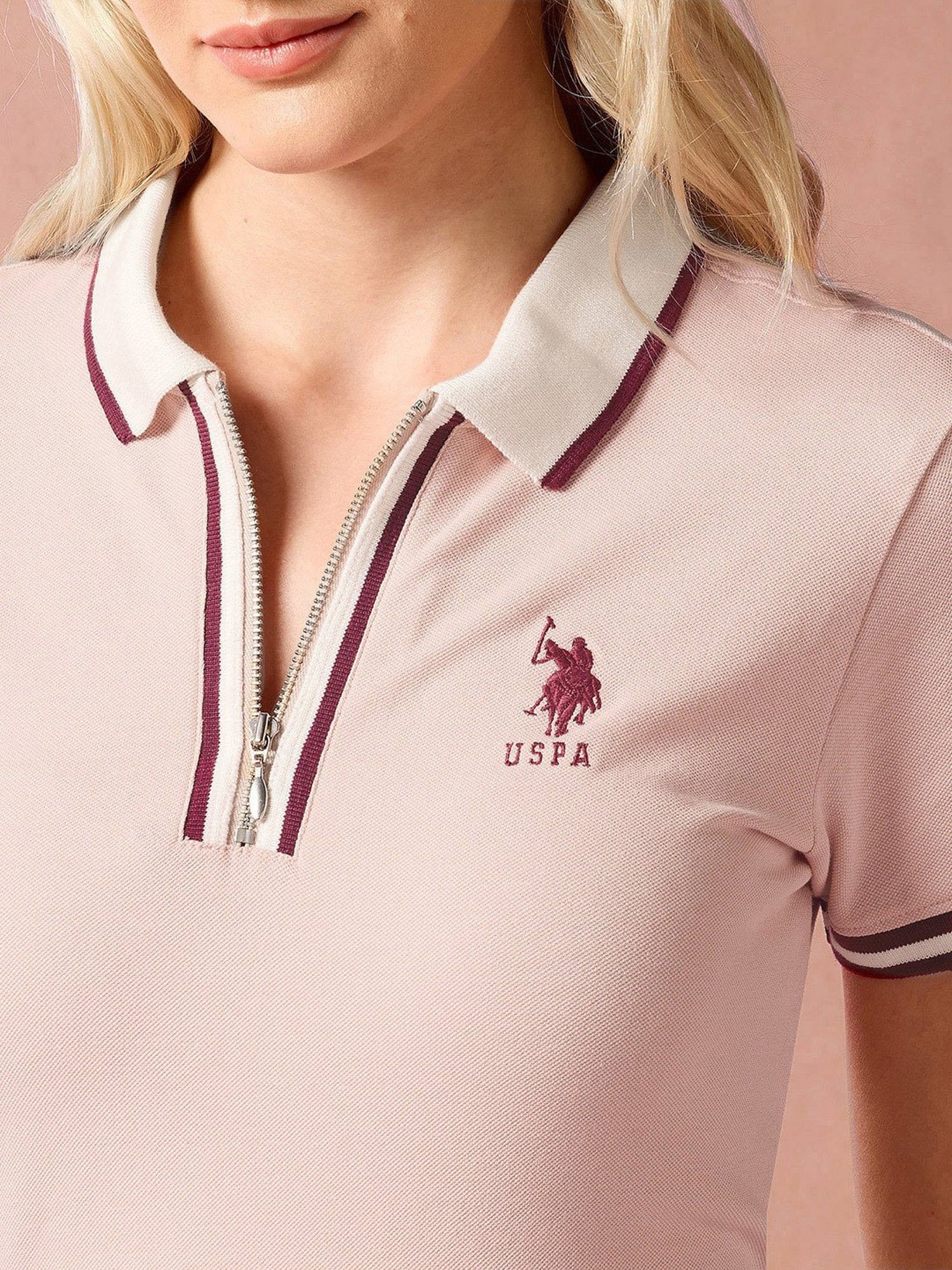 U.S. Polo Assn. Pink Logo Print Polo T-Shirt