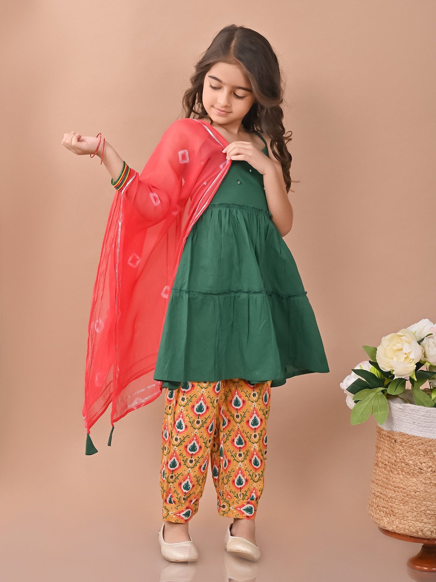 VASTRAMAY Kids Blue & White Cotton Over Dyed Kurta Set