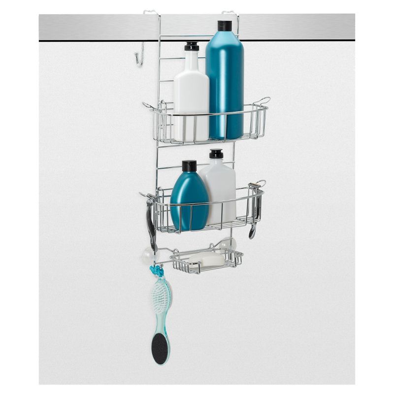 Zenna Home Over the Door Adjustable Rust-Resistant Shower Caddy - Chrome