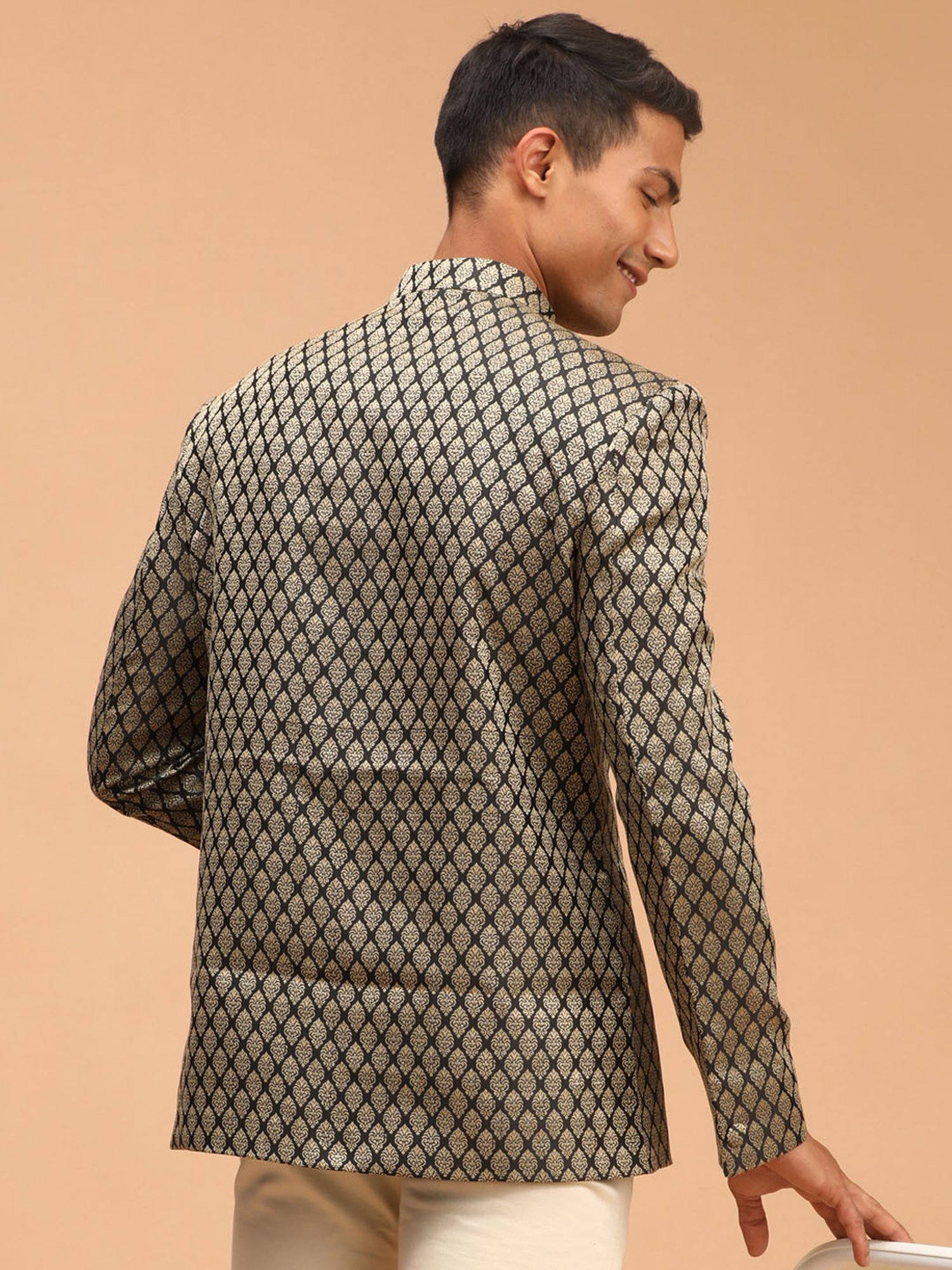 Hangup Cream Regular Fit Ethnic Blazer