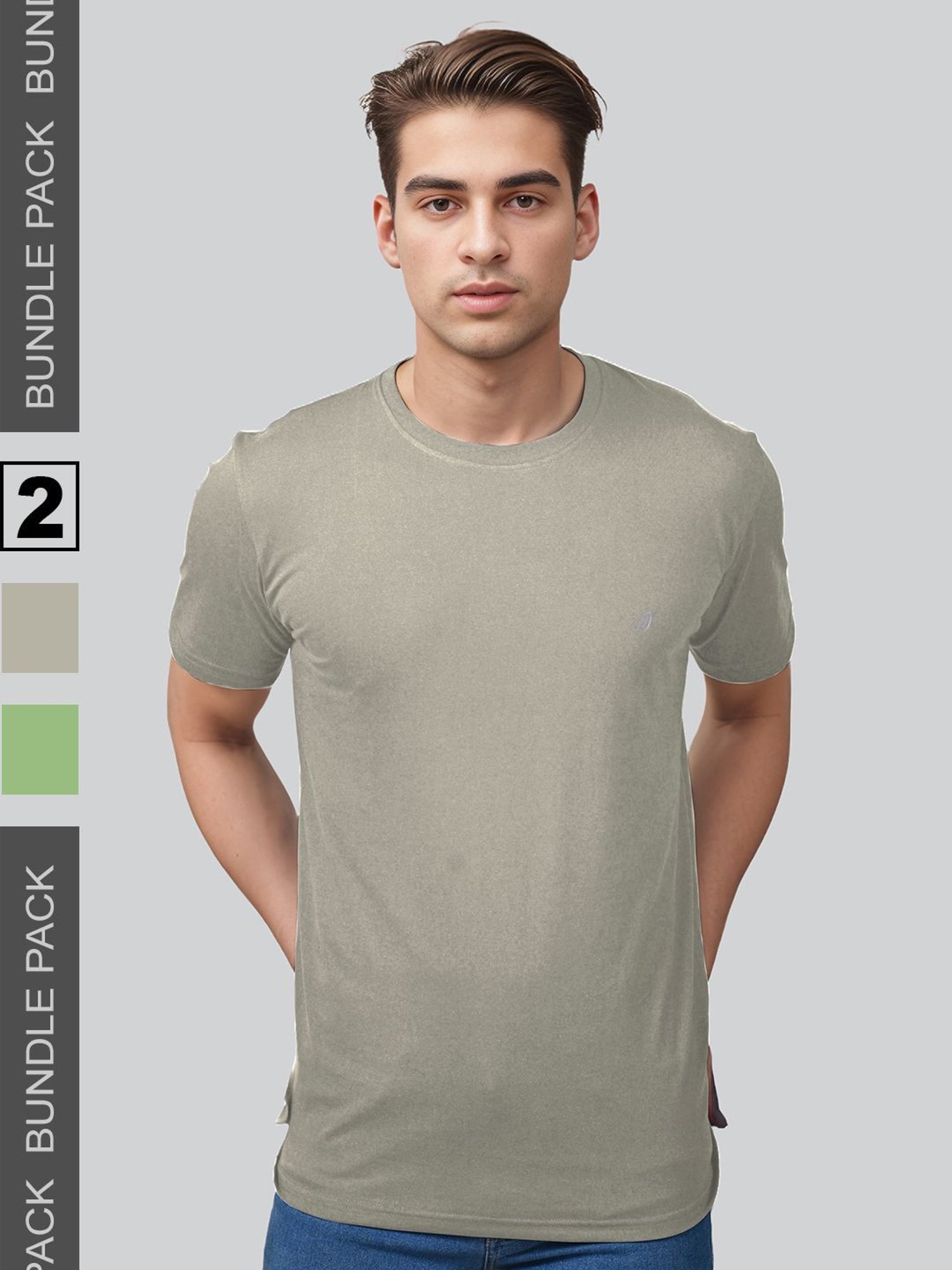 Lux Nitro Grey & Green Regular Fit T-Shirt