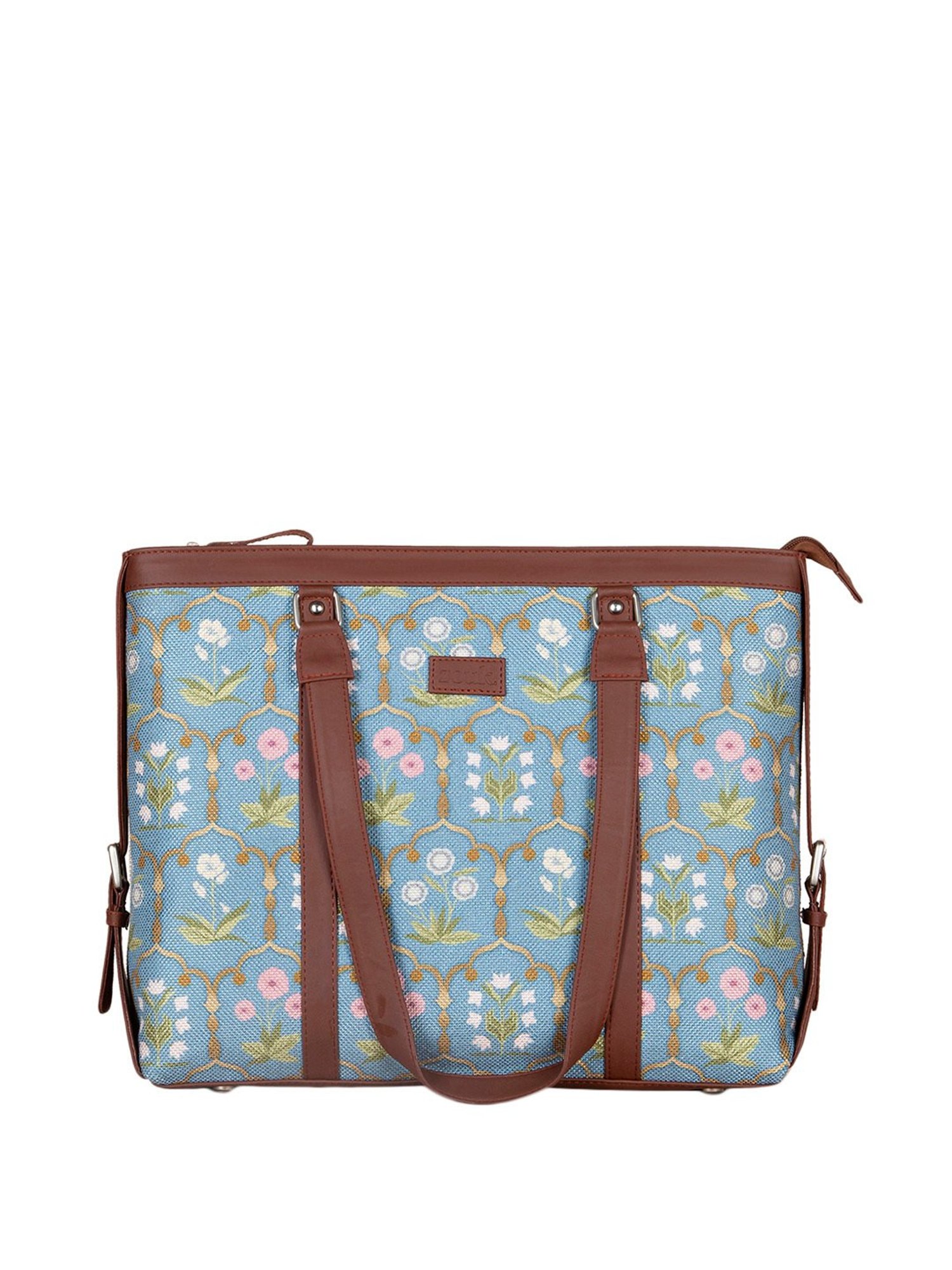 Blue Printed Office Bag for Women suitable for 15.6 Inch Laptop