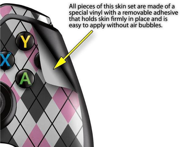 Argyle Pink and Gray - Holiday Bundle Decal Style Skin Set fits XBOX One Console, Kinect and 2 Controllers (XBOX SYSTEM SOLD SEPARATELY)