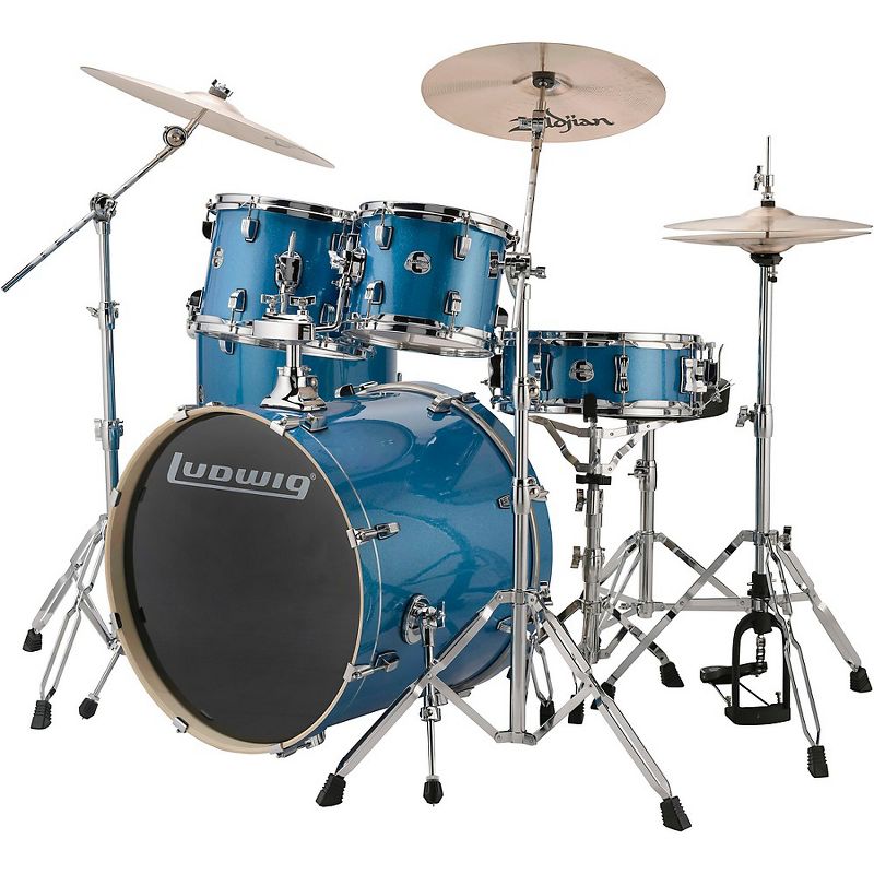 Ludwig Element Evolution 5-piece Drum Set with 22 in. Bass Drum and Zildjian "I" Series Cymbals Blue Sparkle
