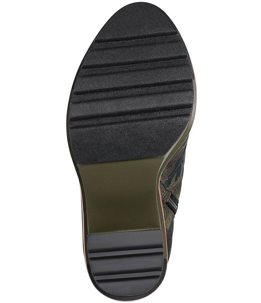 Jessica Simpson Lizzah Quilted Camo Print Peep Toe Platform Block Heel Lug Sole Booties