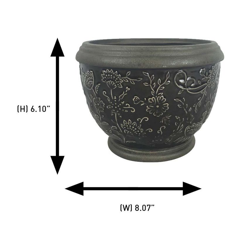 8" Gracie Planter, Deep Gray 2-pk. - Southern Patio