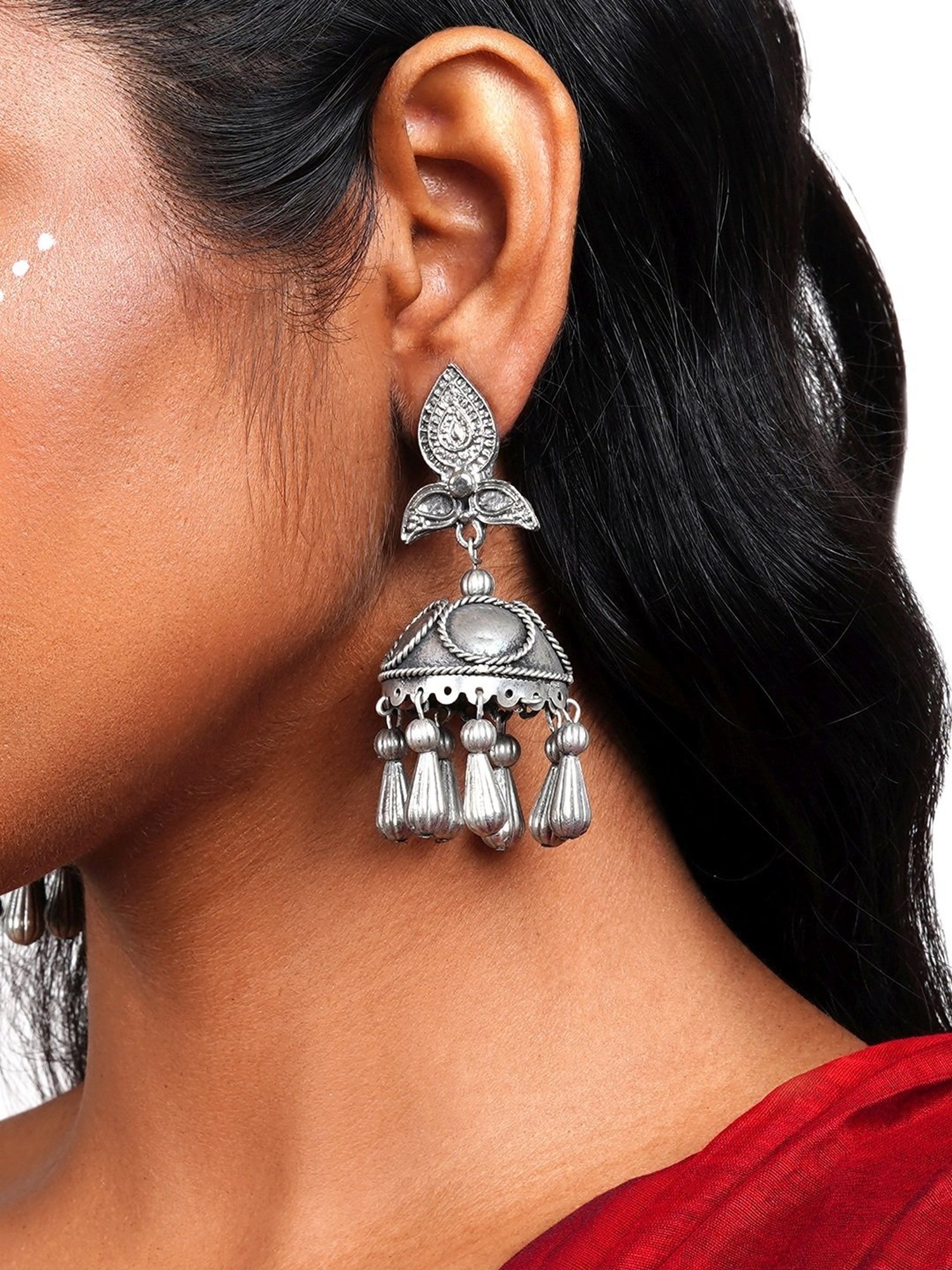 Sri Jagdamba Pearls Black Rosy Pearl Drop Earrings