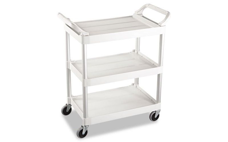 Rubbermaid Commercial FG342488OWHT 200 lbs. Capacity 3-Shelf Service Cart - Off White