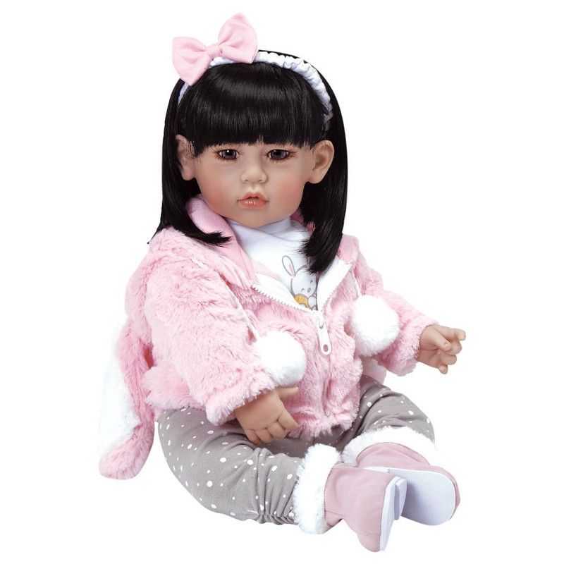 Adora Toddler Doll Cotton Tail with bunny graphic outfit, fluffy sweater with bunny ears hood and fur trim boots