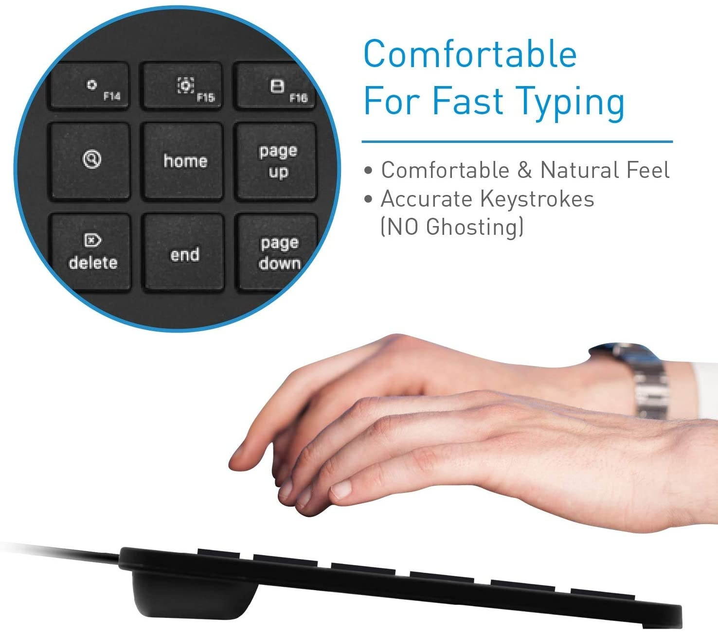 Macally Wired Mac Keyboard Full-Size/Extended - Number pad 10 Key & 5FT Wired USB A Cable - 21 Shortcuts for Apple Computer Keyboards - Replacement Keyboard for Mac with USB Port - (Black)