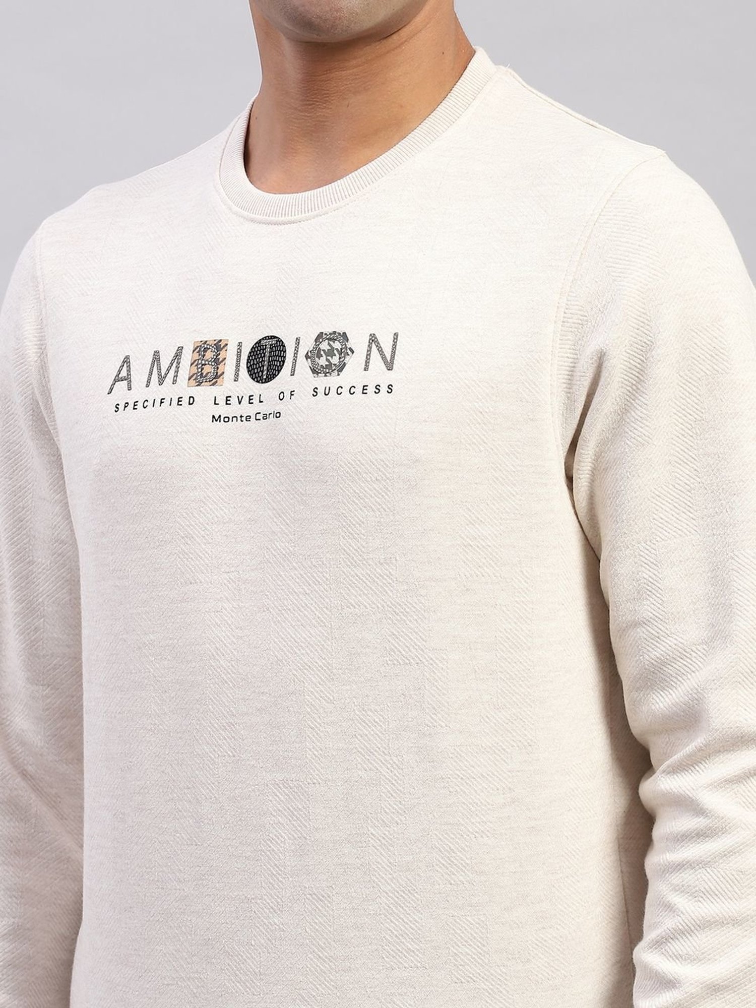 Monte Carlo Beige Regular Fit Printed T-Shirt