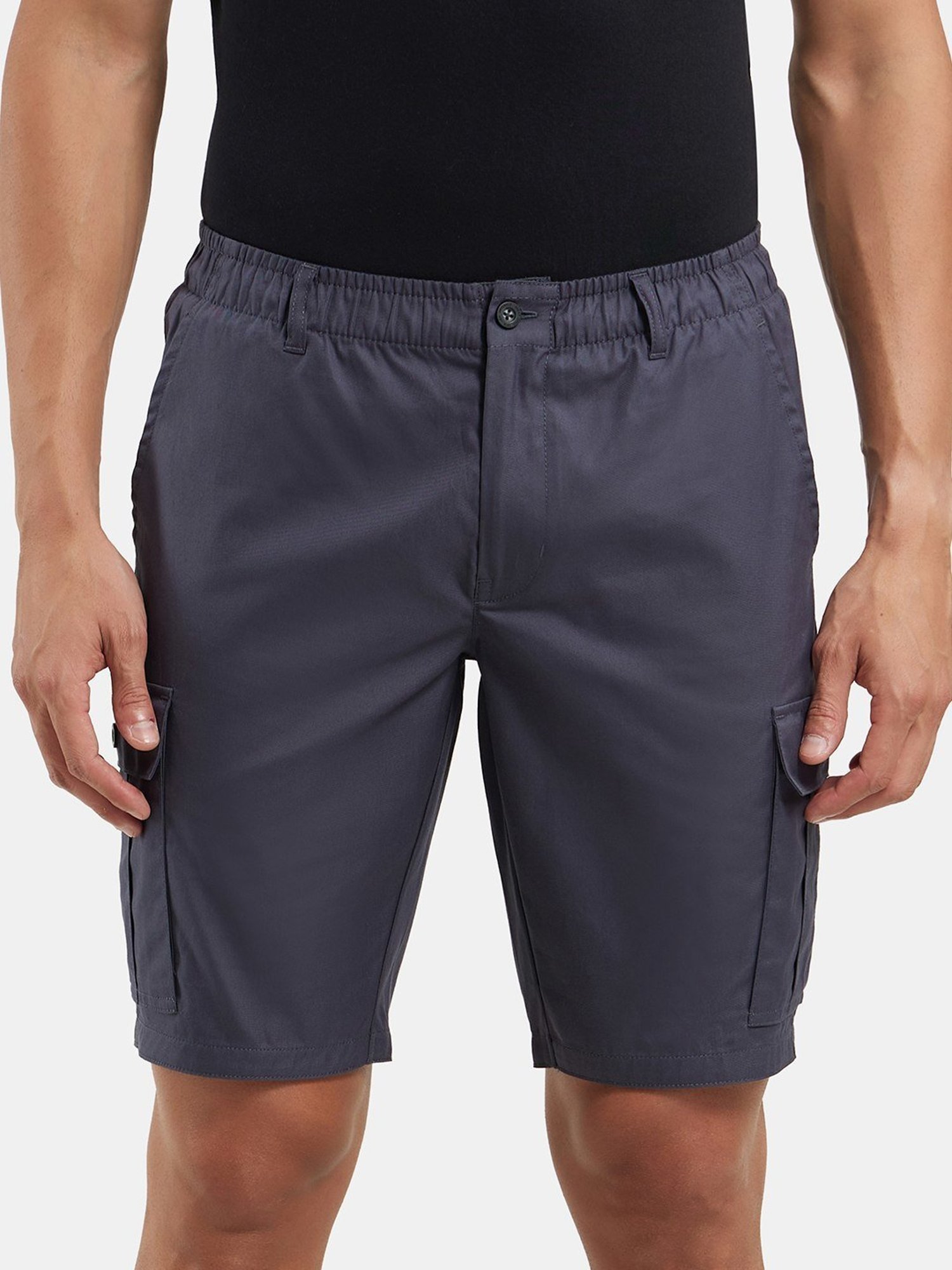 Jockey Grey Cotton Straight Fit Cargo Shorts