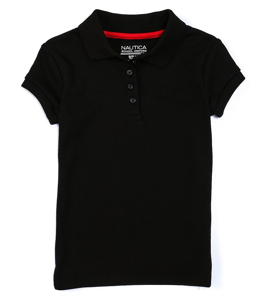Nautica Little Girls 4-6X Short Sleeve Picot Trim Polo