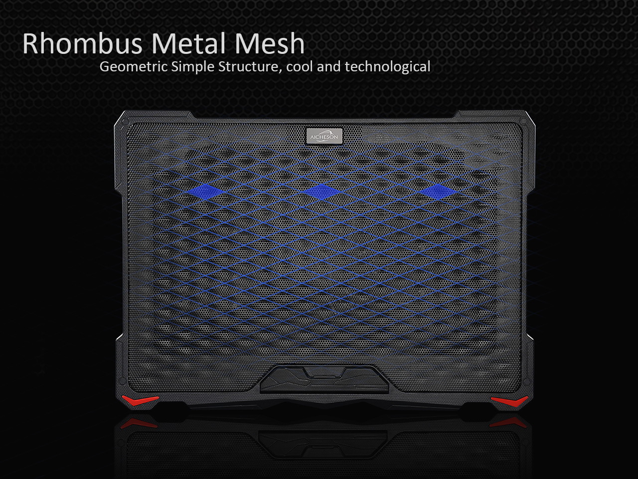 AICHESON Laptop Cooling Pad 5 Fans Up to 17.3 Inch Heavy Notebook Cooler, LED Lights, 2 USB Ports, S035